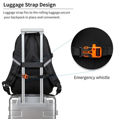 RUCYEN Skateboard Backpack, Laptop Backpack with USB Charging Port, RFID Anti-Theft Lock, Waterproof Fabric, Fits up to 15.6 Inch Laptop, for Business Travel Men (Black)