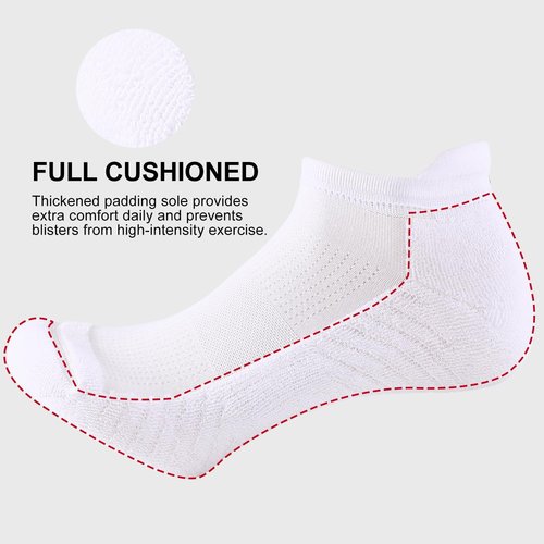 FITRELL Men's Athletic Running Ankle Socks - 6 Pack, Cushioned, Breathable, Anti-Blister, Low Cut