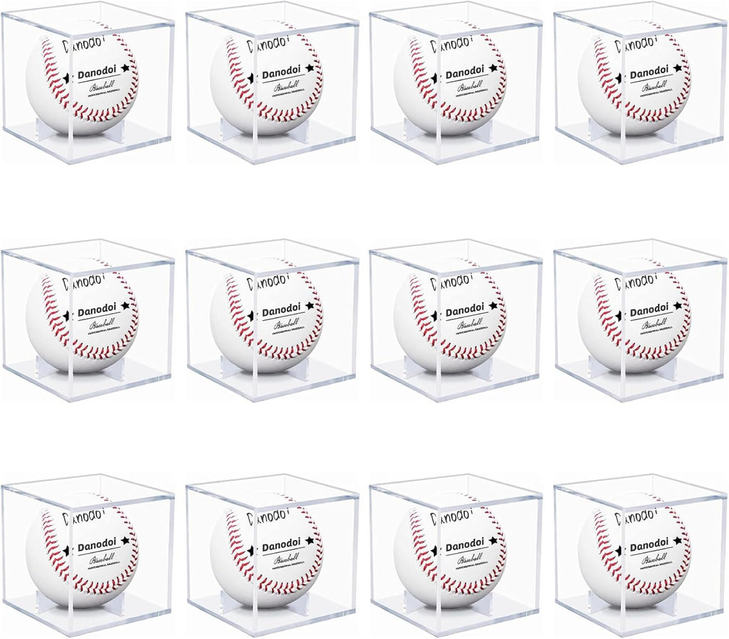 Skiennix Baseball Display Case - UV Protected Acrylic Holder for Official Size Baseballs | 12 Pack