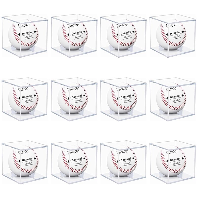 TWELVE PACK UV Protected Clear Acrylic Baseball Display Cube - 3.15in