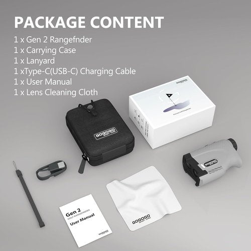 Gogogo Sport Vpro Gen 2 Golf Laser Rangefinder - Ultra-Clear Optics, 1200Y Range, Dual Power | Flaglock & Slope Features