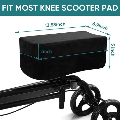 LaitoFame Knee Scooter Pad Cover with Removable Soft Velvet and 2inch Highly Elastic Comfort Memory Foam, Knee Walker Cushion for Foot Surgery and Walker Accessory for Knee Roller - Universal Fit