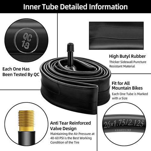 Hapleby Premium Bike Tubes - Compatible with 26 Inch Tires | Durable Inner Tubes with Schrader Valve (2PCS)