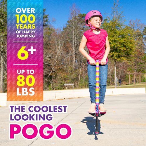 Flybar Foam Jolt Pogo Stick - Safe & Fun for Kids Ages 6+ | Supports 40-80 Pounds (Rainbow)