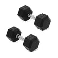 Fitvids Chrome/Rubber Grip Encased Hex Dumbbells for Exercises and Fitness â€“ 20 LB Pairâ€“ Black