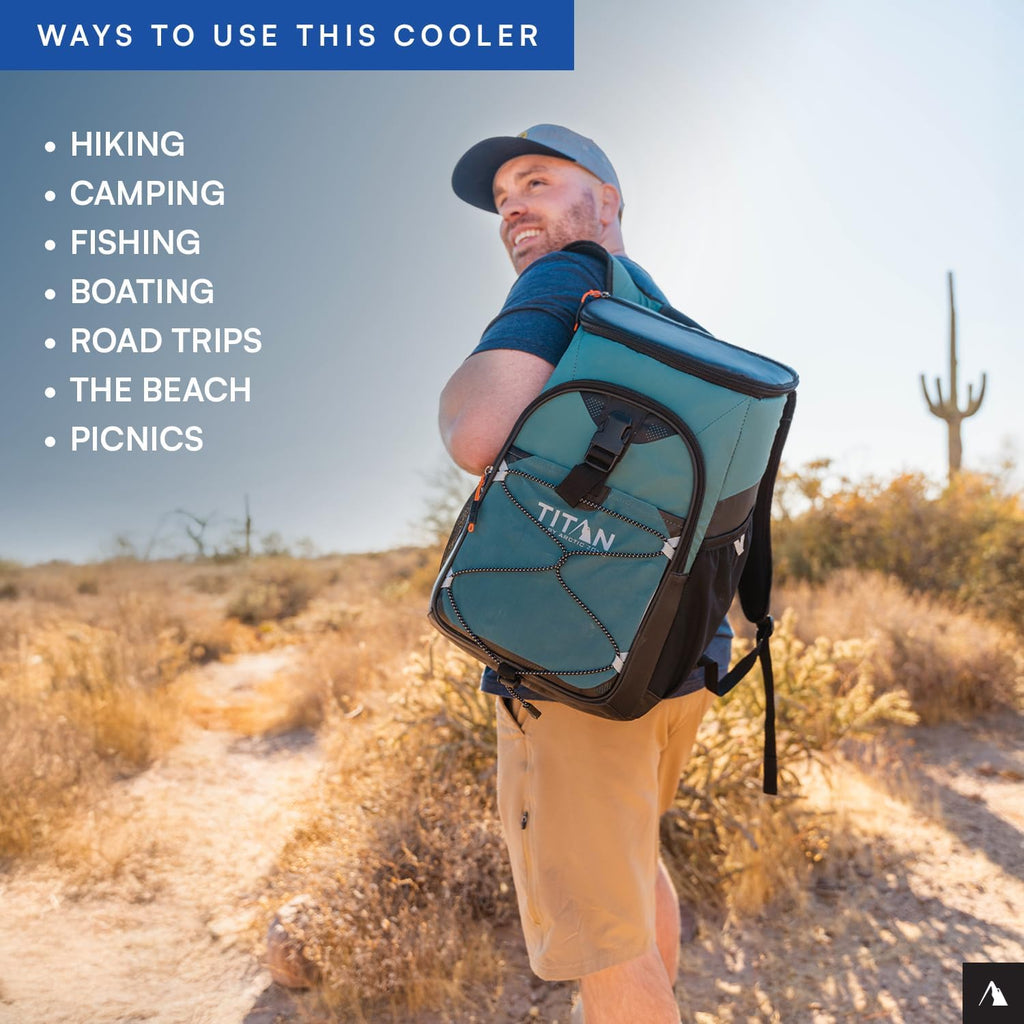 Titan by Arctic Zone Backpack Cooler - Insulated Soft-Sided Bag with Leak-Proof Lining | 24 Can Capacity