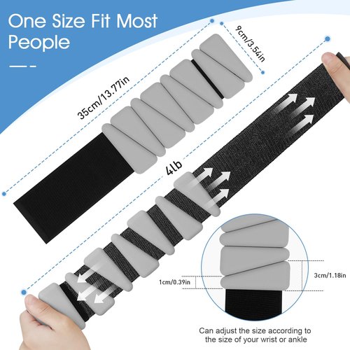Wrist Weights Set of 2, Adjustable Silicone Workout Weights for Women and Men, Wearable Ankle/Wrist Weights Suitable for Yoga, Dance, Pilates, Pool Exercises and Jogging (Grey)