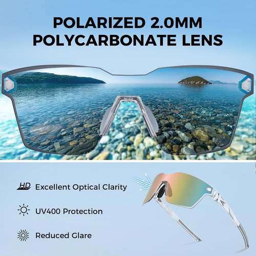 KastKing Tarkio Polarized Fishing Sunglasses - Large Rimless Design with UV400 Protection