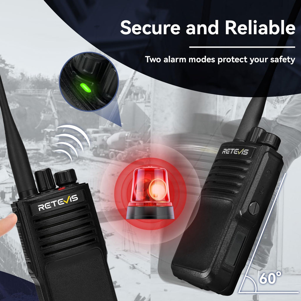 Retevis P2 IP68 Waterproof 2 Way Radio Long Range, GMRS Rechargeable Two Way Radio Long Distance,Professional Walkie Talkies Rechargeable,2500mAh,IP68,Noise Cancelling,for Warehouse Industrial(2 Pack)