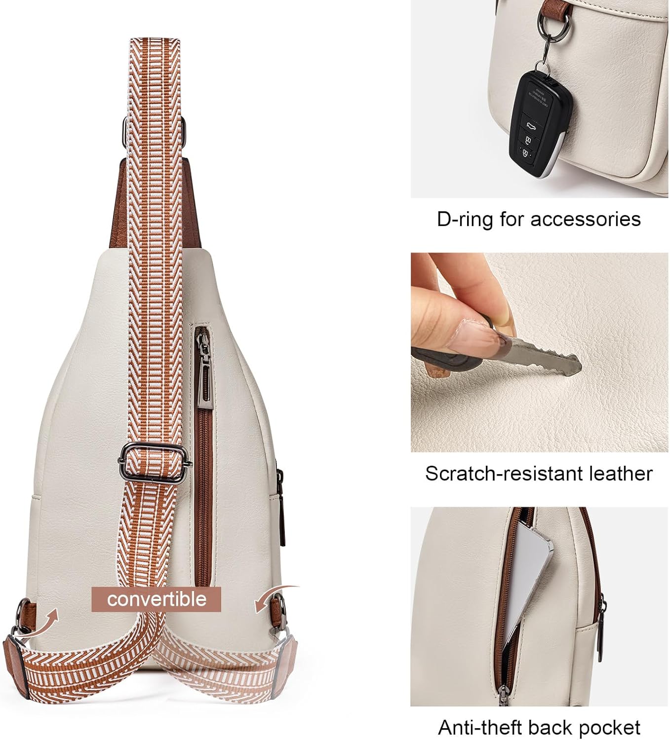 Skiennix Women's Sling Bag - Vegan Leather Crossbody Backpack | Stylish Travel Daypack