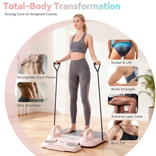 SHIJING Pilates Reformer Board，6-in-1 Foldable Pilates Equipment for Home Workout with Timber，Core& Full Body Training for Women