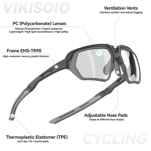 VIKISOIO Polarized Leisure Sport Sunglasses for Men Women, Sun Light Shade, UV Protection, Sport Glasses for Cycling Running Driving