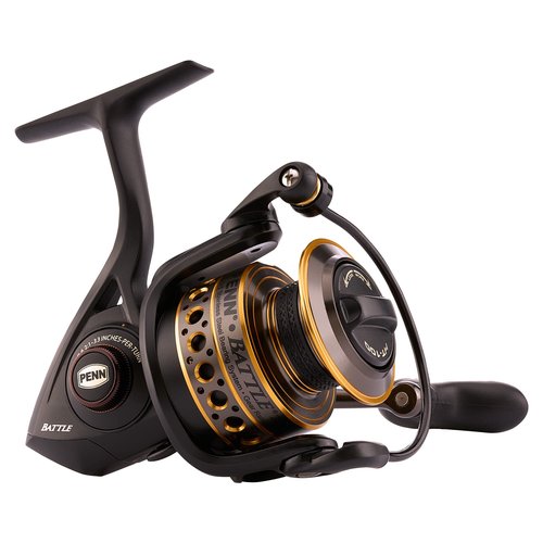 PENN Battle Spinning Fishing Reel, Black, 2500