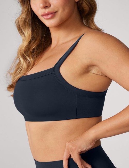 UNISSU Hugcurve Adjustable Sports Bra Square Neck Wireless Padded Yoga Workout Tops Twilight Blue Small