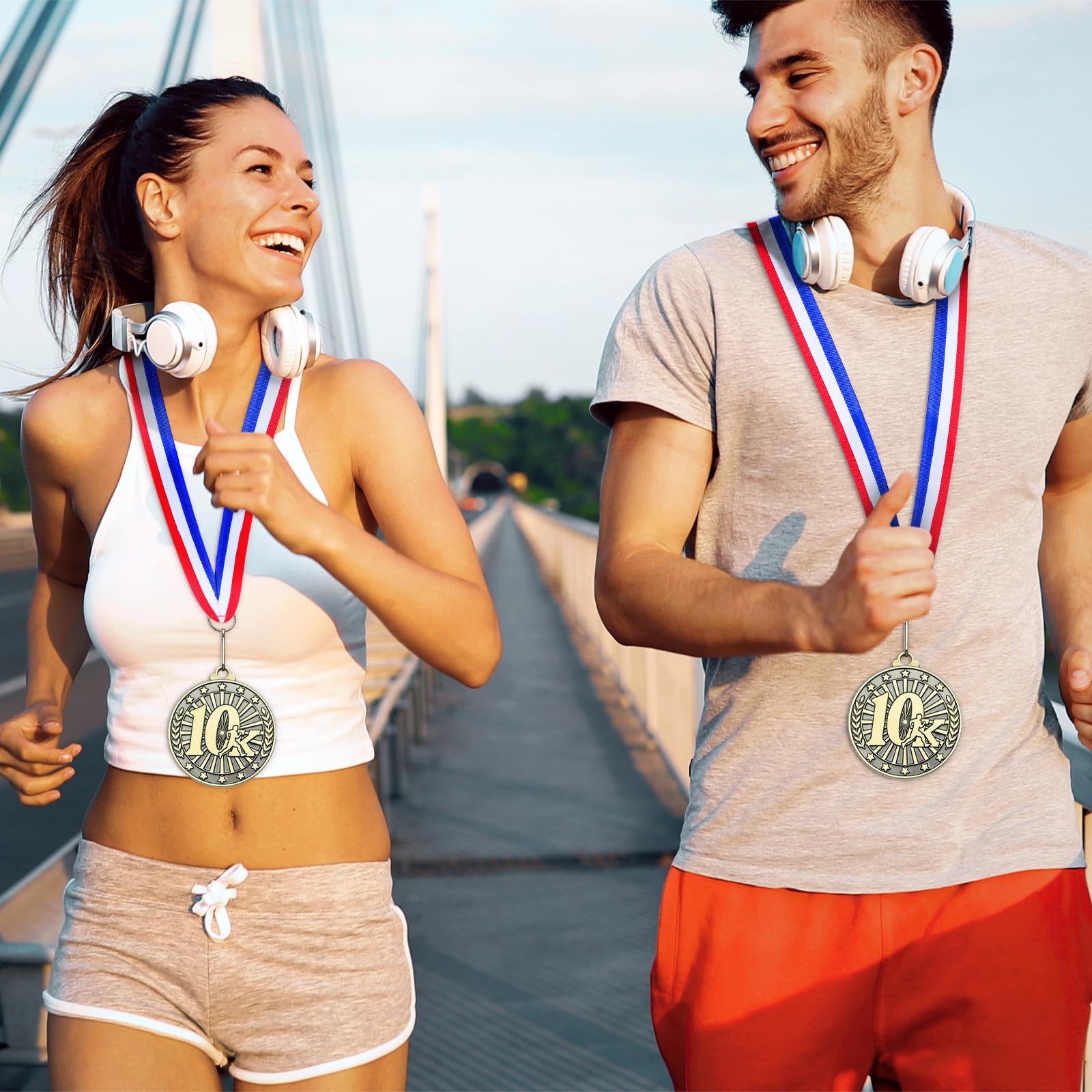 Remuuly 30/60/100 Pcs 5K 10 K Race Medals Bulk 2'' Gold Trophy Award Running Trophy Medal First Place with Neck Ribbons Prize Gift for Race Walk Tournaments Match Sports Competition Adult (30 Pcs,10k)