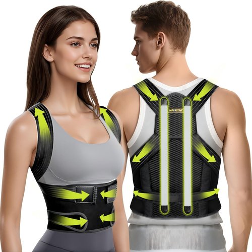 Janustar Back Brace Posture Corrector for Women & Men - Elastic Shoulder Straps, Full Back Support, Upper/Lower Pain Relief - Scoliosis, Hunchback