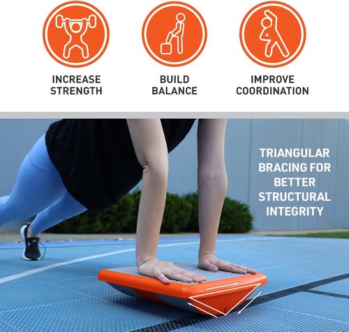 Body Sport Rocker Board - Lightweight Non-Skid Wobble Board for Balance Training & Therapy | 400 lb Capacity