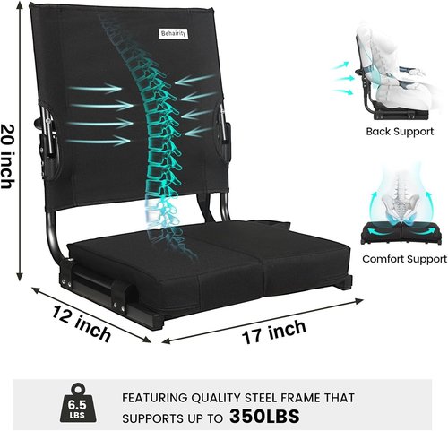 Behairity Portable Stadium Seat - Wide Padded Bleacher Chair with Back Support | Ideal for Sports Events