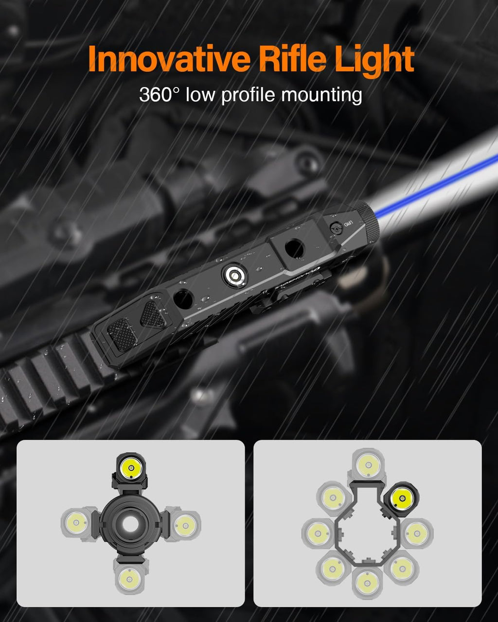 TOUGHSOUL Tactical Flashlight - 1450 Lumen with Purple Laser Sight & Rechargeable Battery | Durable Polymer Body