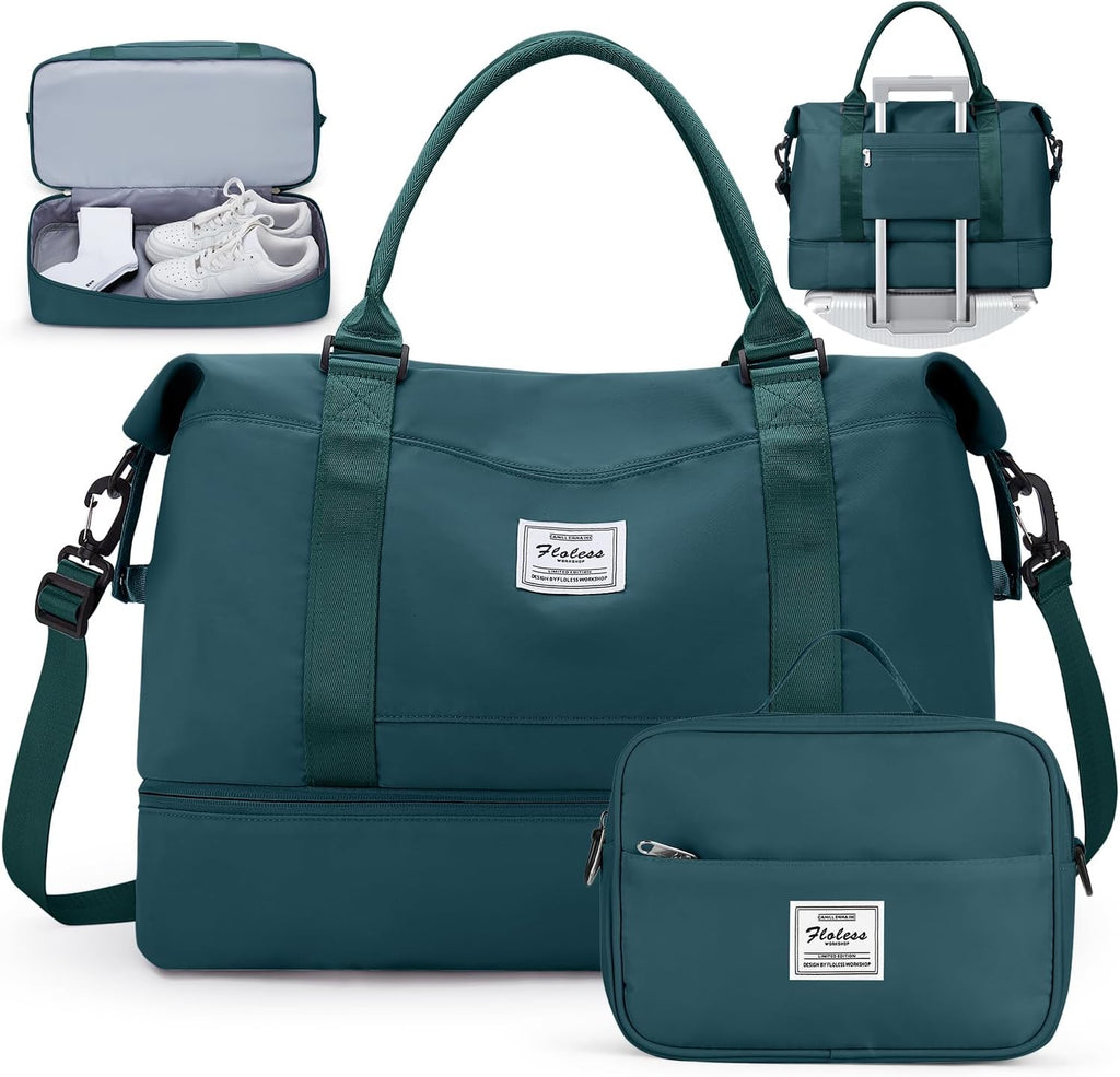 Skiennix Travel Duffel Bag - Stylish Carry-On with Shoes Compartment | Perfect for Weekend Getaways 18x14x8