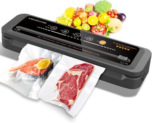 MEGAWISE Vacuum Sealer Machine - 2025 Model with Starter Kit, Compact Design & 10 Bags Included