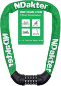 NDakter Heavy Duty Bike Lock - 5 Digit Combination Anti-Theft Chain Lock | 2.62-6Ft Length, High Security