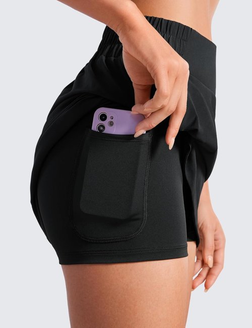 CRZ YOGA High Waisted Golf Skirts for Women - Mini Lined A-Line Tennis Skort with Pockets