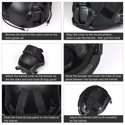 IDOGEAR Tactical Helmet Cover for Fast Helmet camo Helmet Cover for Airsoft Helmet in Size M/L, Military Paintball Hunting Shooting Gear