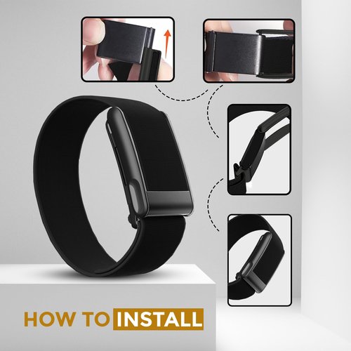 DADO HydroKnit Waterproof Bicep Nylon Sport Band Compatible with WHOOP 5.0, One, Peak, and Life | Elastic Fast-Drying Comfortable Strap for Active Lifestyles (Black, Life/MG)