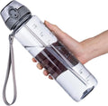 GOPPUS 32oz Clear Water Bottle - BPA-Free Tritan with Straw | Leakproof & Motivational for Gym, Hiking, Office