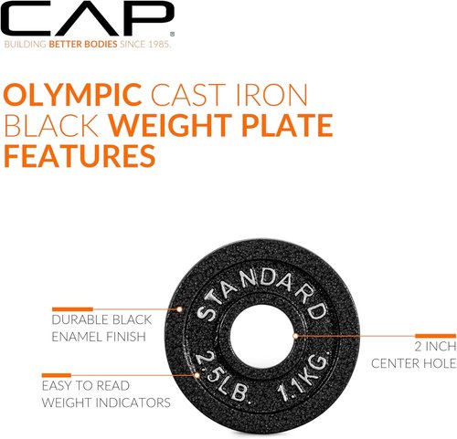 CAP Barbell Olympic Weight Plate - Durable 2-Inch Design | Various Sizes Available