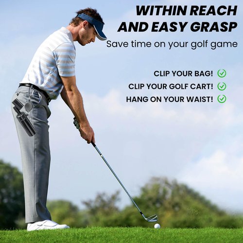 BAPOTH Golf Club Cleaner, Non-Leaking Stretchable Golf Club Brush with Microfiber Golf Towel (23.6 * 15.7 in), Strong Bristles Golf Brush Can Hold 5oz Water, Essentials Golf Accessories for Men