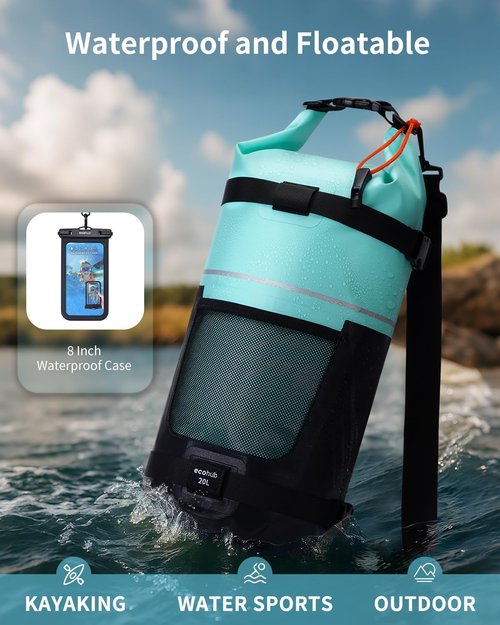 ECOHUB Waterproof Dry Bag - Lightweight Roll Top Storage for Travel, Kayaking & Hiking | 5L/10L/20L Sizes