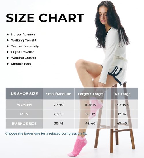FITRELL Ankle Compression Socks - Cushioned Arch Support for Plantar Fasciitis Relief | 5/6 Pairs