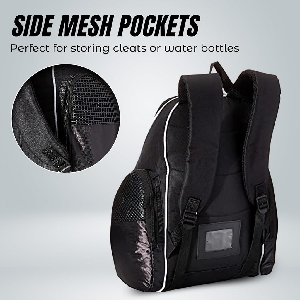 Vizari Solano Soccer Backpack - Ball Compartment, Vented Pocket & Mesh Cargo Pockets | Ideal for Adults & Teens