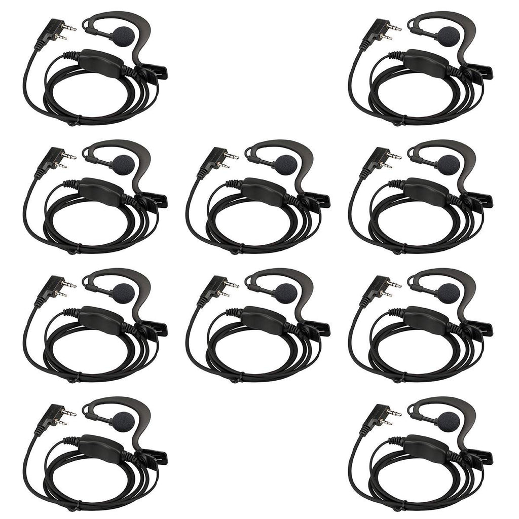 Retevis Case of 10, Two Way Radio Earpiece with Mic Single Wire Earhook Headset for RT22 RT21 RT68 RT68H H777 H777H RT86A RT86S, Compatible with Pxton, Baofeng BF-888S/BF-T26, Kenwood Walkie Talkies