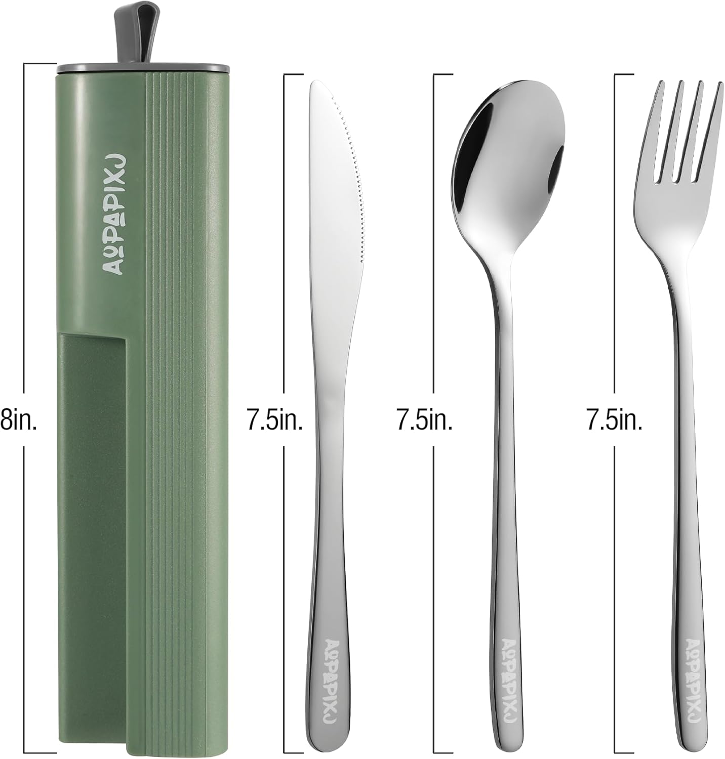 Skiennix Reusable Stainless Steel Utensils Set - Portable Flatware Kit with Case & Phone Stand for Travel, Camping, Outdoor Activities