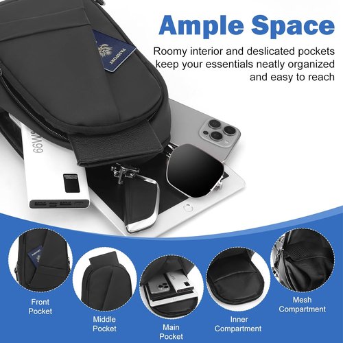 Hoedia Crossbody Sling Bag - Versatile EDC Backpack with Reflective Strip & Multi-Pocket Design