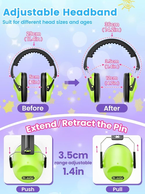 Dr.meter Noise Cancelling Ear Muffs - 27.4 SNR Adjustable Hearing Protection for Kids & Adults | Ideal for Concerts, Autism Sensory, Fireworks