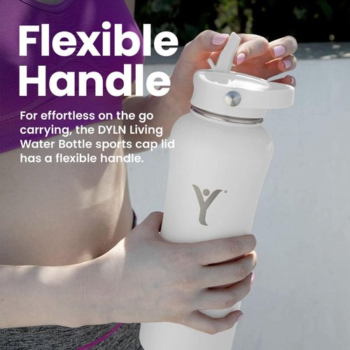 DYLN Straw Sports Cap, Compatible with 40, 32, 25 oz DYLN Bottles, Straw Lid, Water Bottle Lid Replacement, Leak-Free Design Water Bottle Lid, Pearl