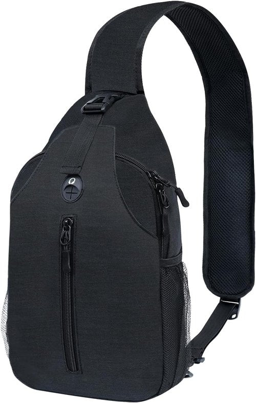 Monoki Sling Bag | Versatile Crossbody Backpack for Hiking - Adjustable Strap, Water Bottle Pocket, Black
