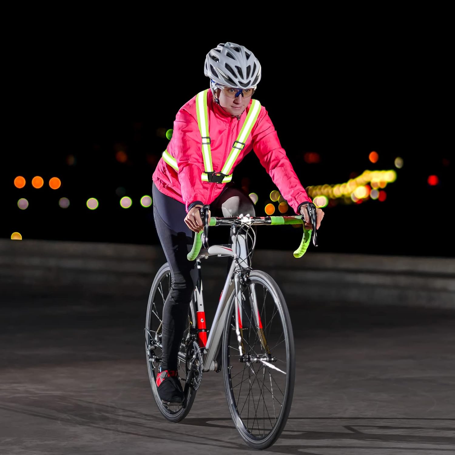 Skiennix High Visibility Reflective Vest - Adjustable Safety Gear for Running, Walking, and Night Cycling