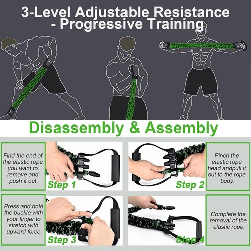 2025 New Natural Latex 3-Hole Resistance Stretcher, 3-Way Natural Latex Resistance Band-Full Body Stretching & Strength Training, Ab Training Auxiliary Device, Unisex (Green)