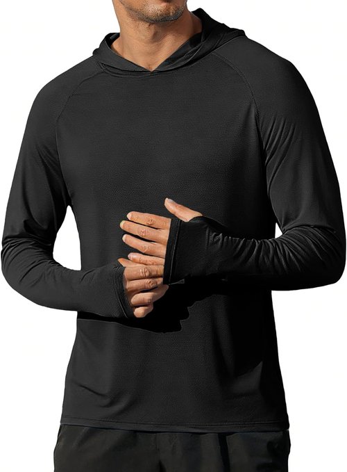 COOFANDY Men's UPF 50+ Sun Protection Hoodie - Lightweight Quick-Dry Long Sleeve Rash Guard