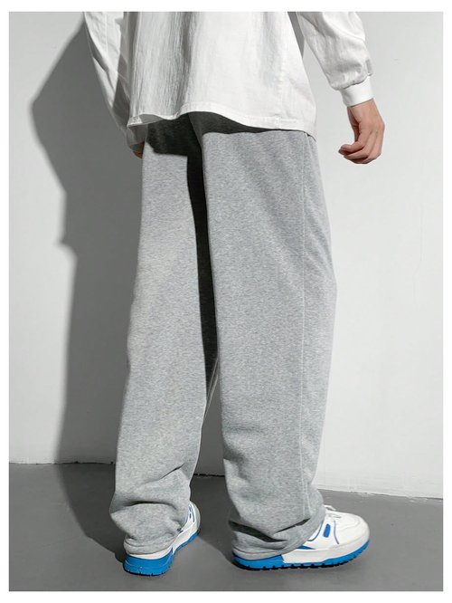 RoseSeek Boy's Baggy Pants Letter Elastic High Waisted Wide Leg Sweatpants Athletic Track Pants Joggers Grey 12Y