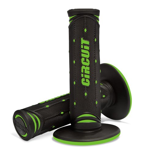 CIRCUIT EQUIPMENT - Jupiter Motorcycle Handlebar Grips- Non-Slip Rubber Grips with Italian Full-Diamond Design for Comfort and Control - Enhances Safety and Durability - Black/Green Grips