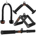 Fitarc Cable Machine Attachment Set for Gym & Home Workouts, LAT Pulldown Attachments with Non-Slip Grips, Black