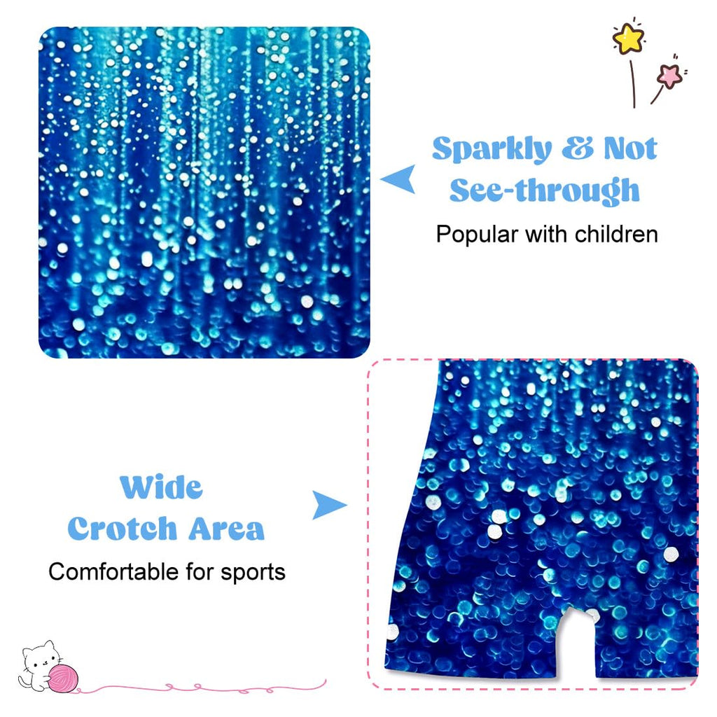 Funnycokid Gymnastics Leotards for Girls Kids Outfits Sparkly Unitards Clothes with Shorts, Diamond Dark Blue, 6-7 Years