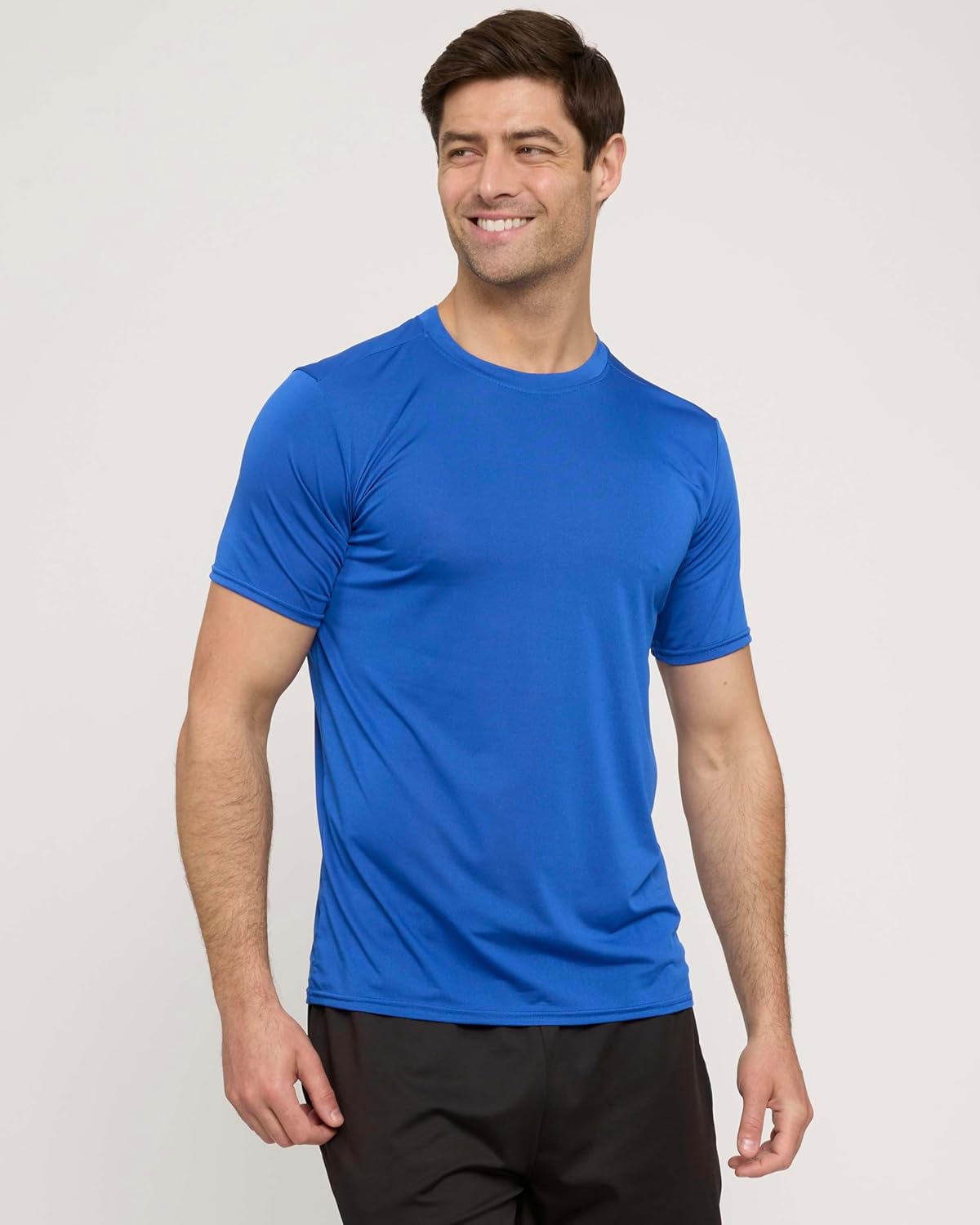 Real Essentials Men's Dry-Fit Short Sleeve Crew Neck T-Shirts - 5 Pack for Gym & Fitness