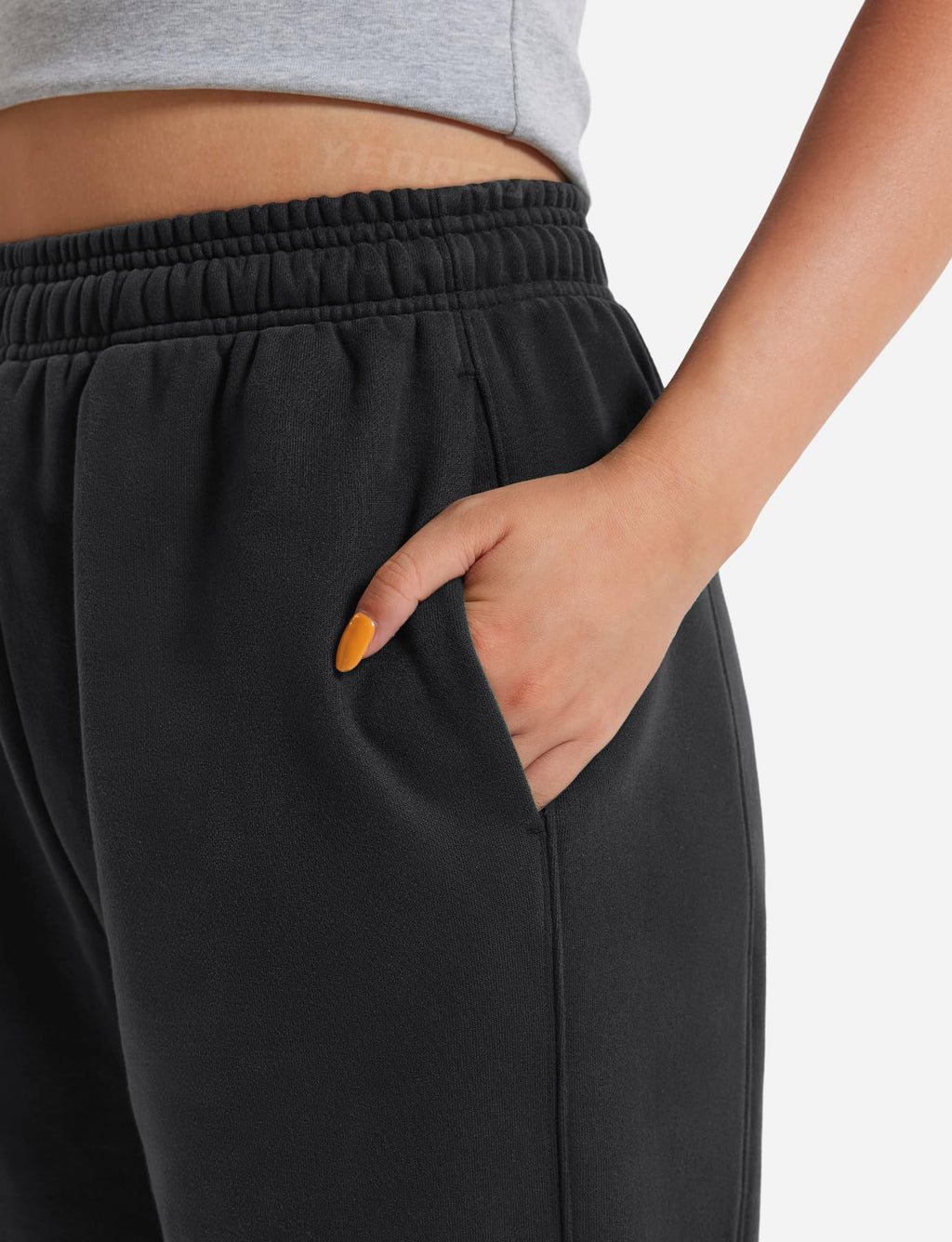 YEOREO Women's Wide Leg Sweatpants Drawstring Baggy Sweatpants Penny Fleece Lined Lounge Pants with Pockets Black M